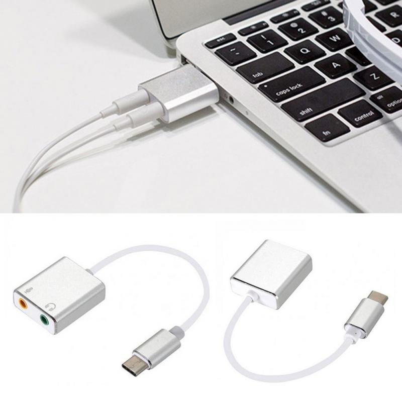Connector Type C Cable Usb Sound Card External Adapter + 3.5Mm Female
