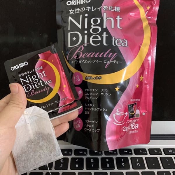 Trà Night Diet Tea Orihiro màu hồng (2gr x 16 túi) nhập khẩu từ Nhật bản