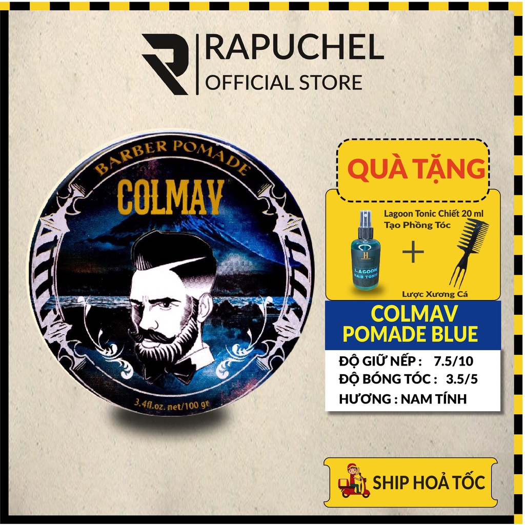 Sáp vuốt tóc nam Colmav Blue Barber Pomade gốc dầu 116G chính hãng giữ nếp tốt Rapuchel Store CB01