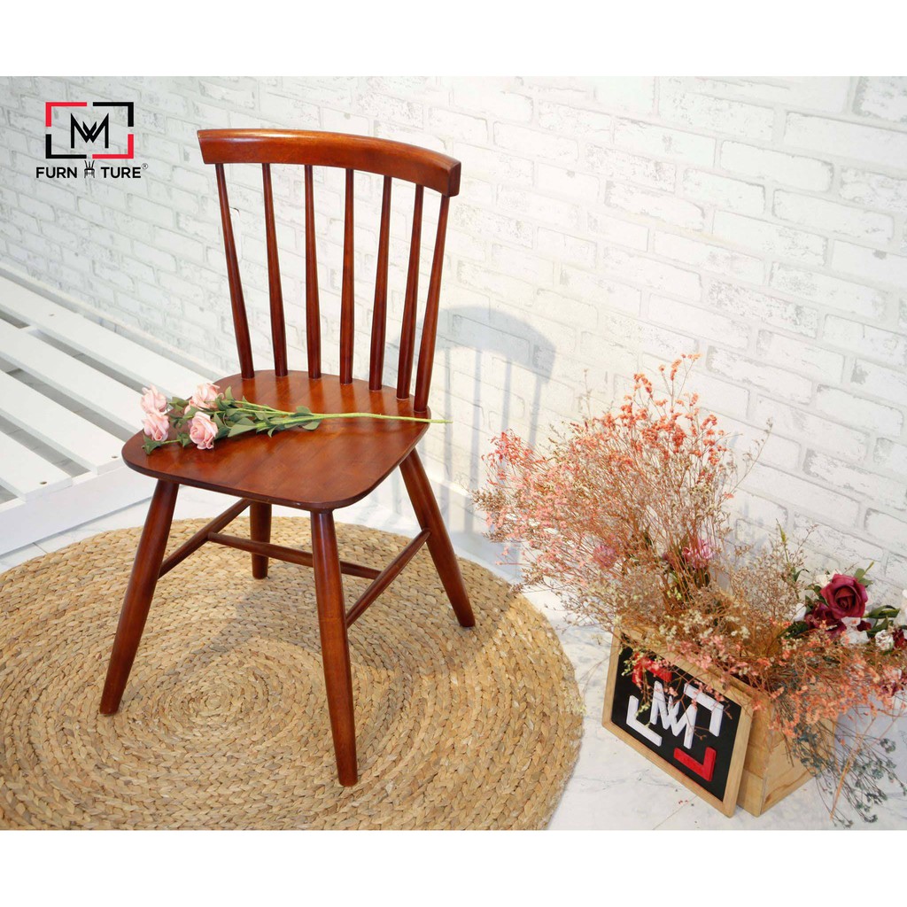 Ghế gỗ 7 nan hàn quốc màu nâu đậm thương hiệu MW FURNITURE - Nội thất căn hộ