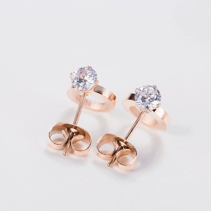 Bông Tai Nữ Hình Chiếc Nhẫn Đính Đá Titan Không Đen TT 1087