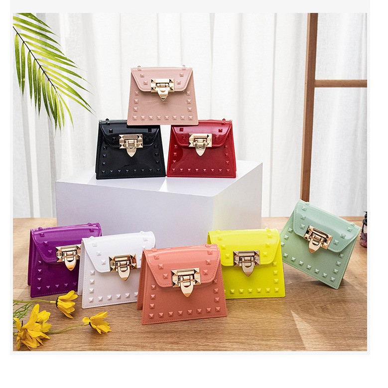 Túi đeo chéo mini nữ silicon hot trend nhựa bóng siêu đẹp nhiều màu hàng loại 1