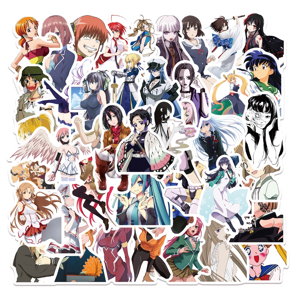 Bộ 50/25/10 Sticker Hoạt Hình Anime Trang Trí Laptop Vali Laptop Hành Lý Notebook