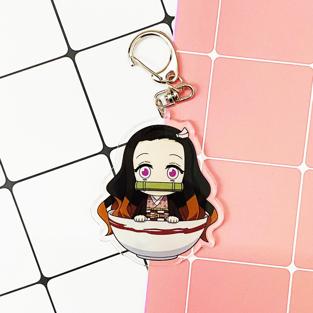 ( Mica trong acrylic ) Móc khóa Kimetsu no Yaiba Thanh gươm diệt quỷ Nezuko anime chibi