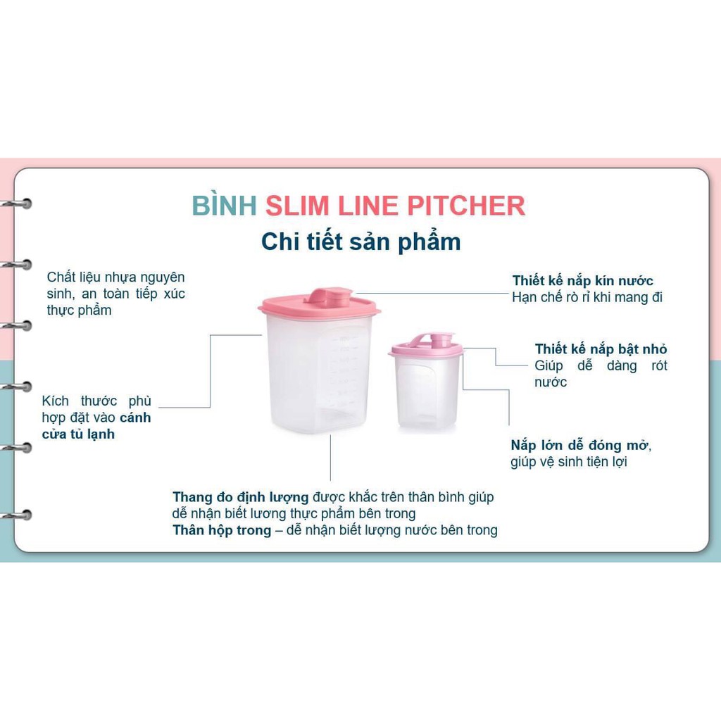 Tupperware - BÌNH SLIM LINE PITCHER 350ML, 1L , 2L