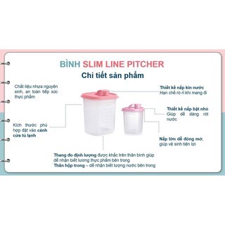 TUPPER - BỘ ĐÔI BÌNH NƯỚC SLIM LINE PITCHER 350ML, 1L