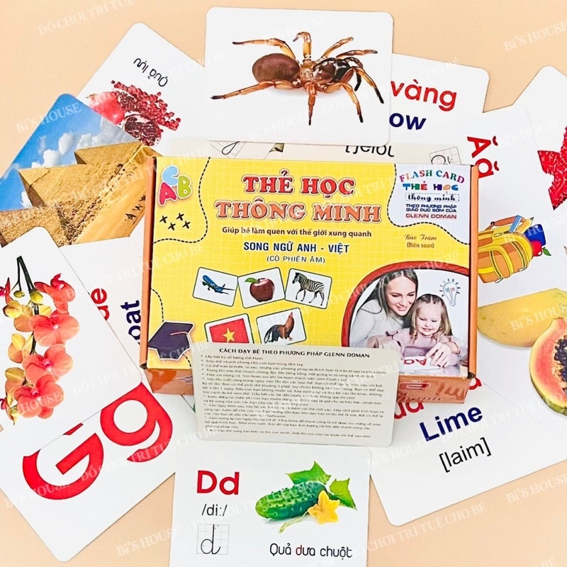 Bộ Thẻ Học Thông Minh 16 Chủ Đề loại to song ngữ tiếng Anh loại chuẩn Glenn Doman Flashcard