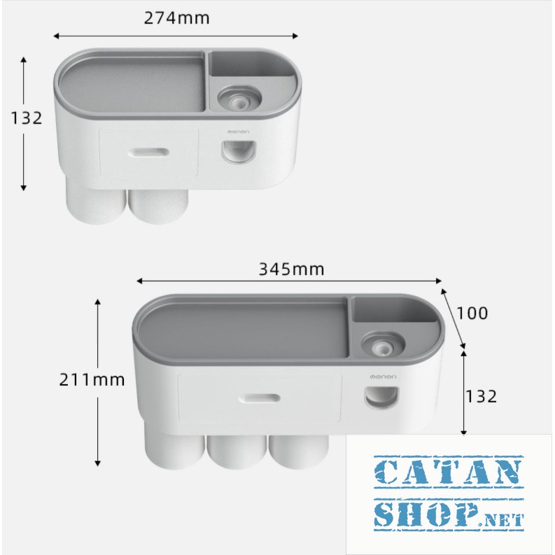 Kệ Nhà Tắm thông minh Có Nhả Kem Đánh Răng Cao Cấp (tặng kèm ly đế hút nam châm) GD327-HBCNanKemOENON