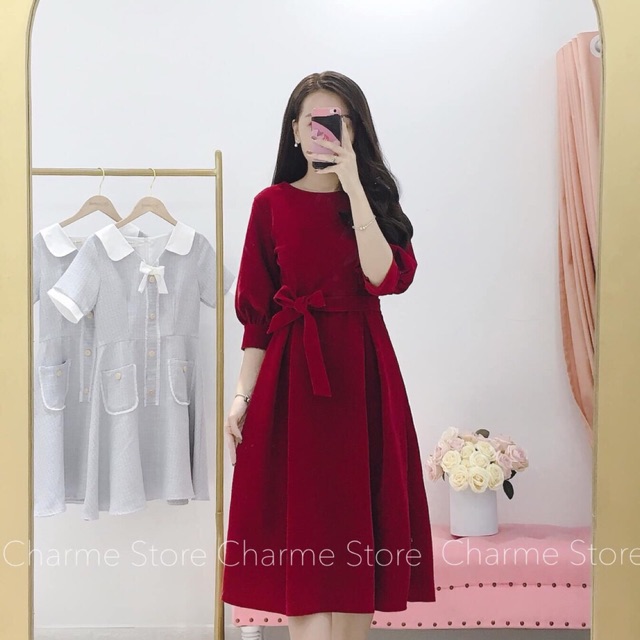 Váy nhung đỏ cho mùa lễ hội - clip test , hình thật | BigBuy360 - bigbuy360.vn