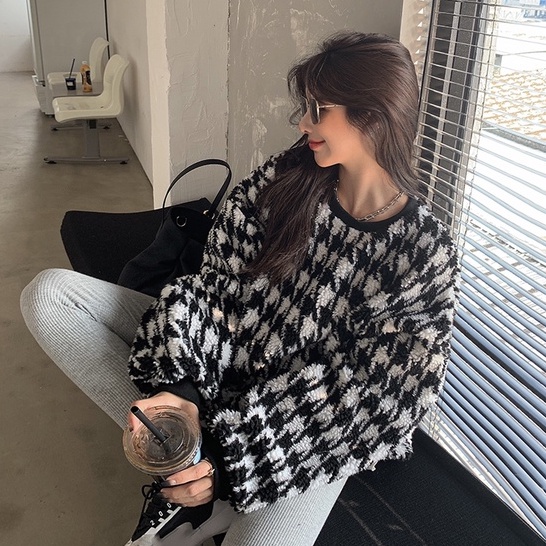 Áo khoác nữ tay dài họa tiết caro thời trang