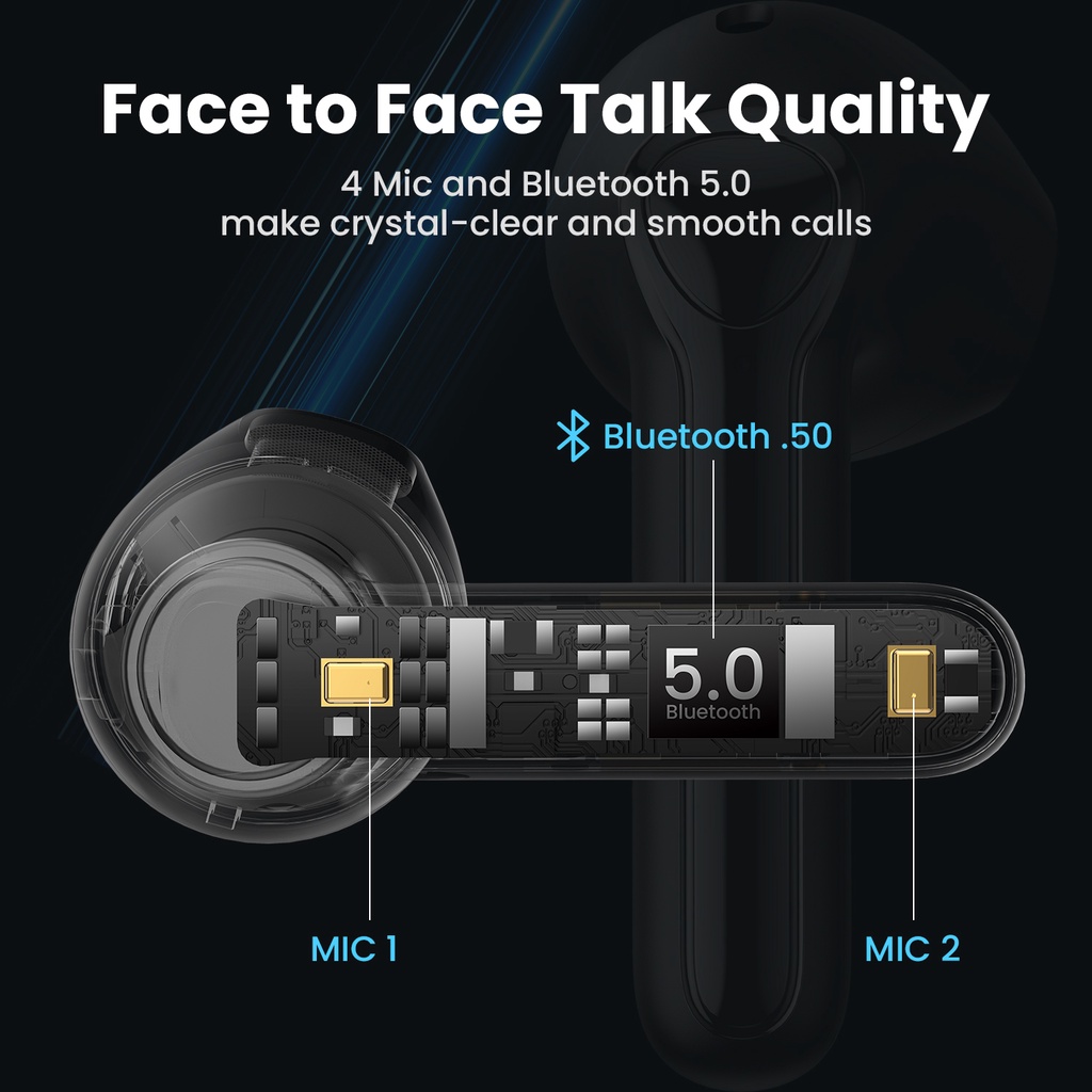 Tai nghe bluetooth không dây Truefree A1 có 4 micrô âm thanh nổi 14.2mm cao cấp