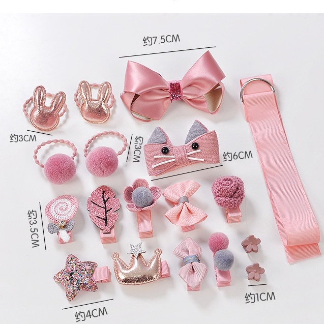 Kẹp tóc cho bé xinh xắn dễ thương hộp kẹp 18 chi tiết cao cấp SuShiShop S.CT18