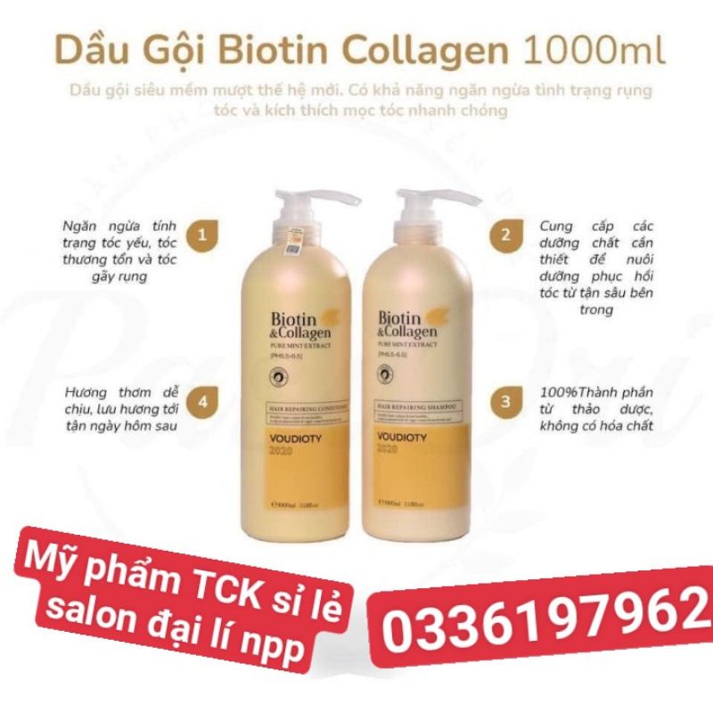 [Hàng Chính Hãng] Dầu Gội Xả Phục hồi Biotin collagen OLL CONTROL NOURISHING hương thơm chống rụng tóc 1000mlx2