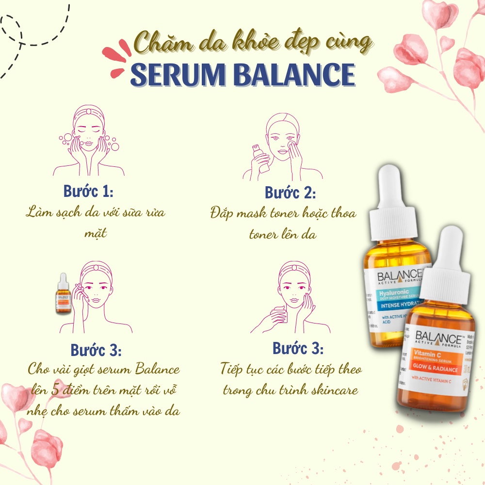 Serum Balance Vitamin C , Niacinamide , Hyaluronic 30ml giúp dưỡng ẩm, sáng da và chống lão hóa vượt trội