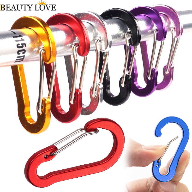1 Móc Khóa Carabiner Bằng Hợp Kim Nhôm Màu Sắc Ngẫu Nhiên Dùng Khi Đi Cắm Trại