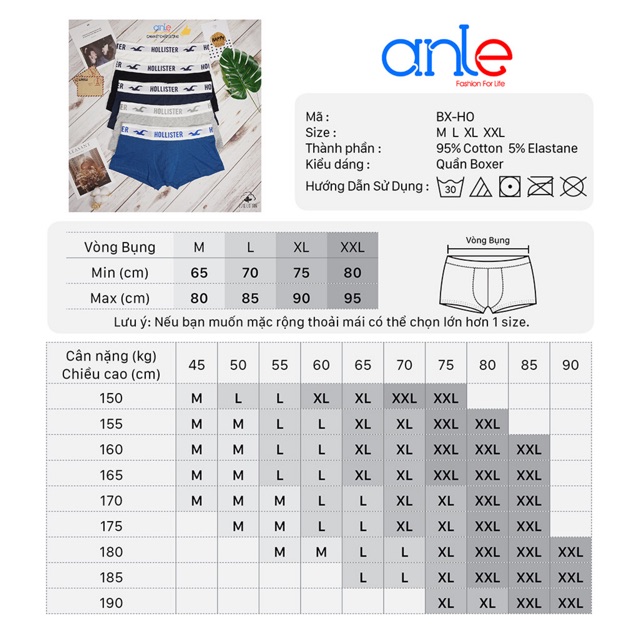 Combo 5 Quần Lót Nam Boxer Đùi Cotton Cao Cấp Thiên Nhiên Mịn