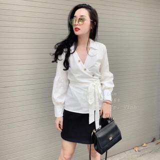 Áo vạt chéo thắt eo vnxk