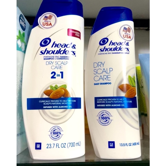 Dầu gội hạnh nhân Mỹ Head & Shoulders Dry Scalp Care Shampoo 400ml & 700ml phục hồi da đầu bị bong tróc do gàu