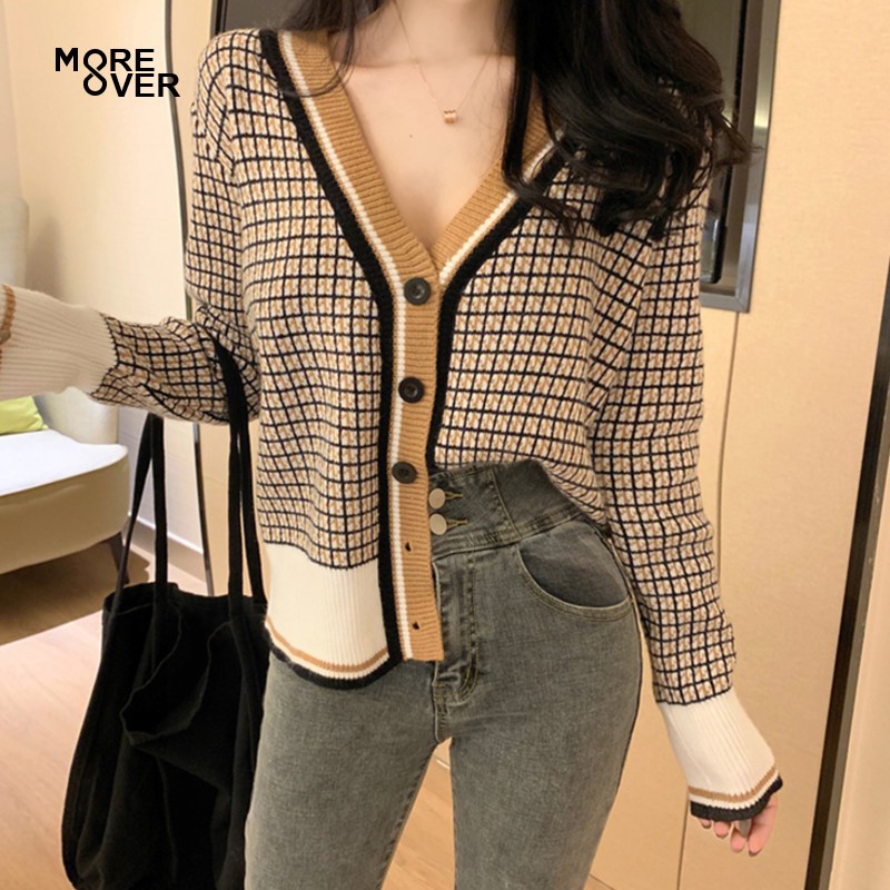 Áo Cardigan Dệt Kim Tay Dài Hoạ Tiết Hoạt Hình Phong Cách Hàn Quốc