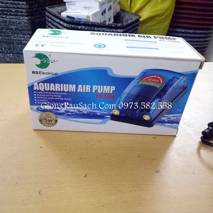 Máy sủi khí oxi bể cá cảnh rs 348A 2 vòi tặng ngay dây sủi, viên sủi, RS 248A 1 vòi tặng dây sủi  viên sủi