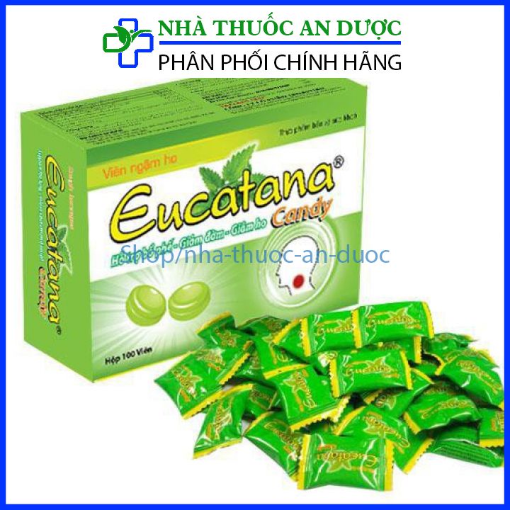 Hộp 100 viên Viên ngậm ho thảo dược Eucatana giáp giảm ho ấm họng , giảm ngứa ngừa viêm họng