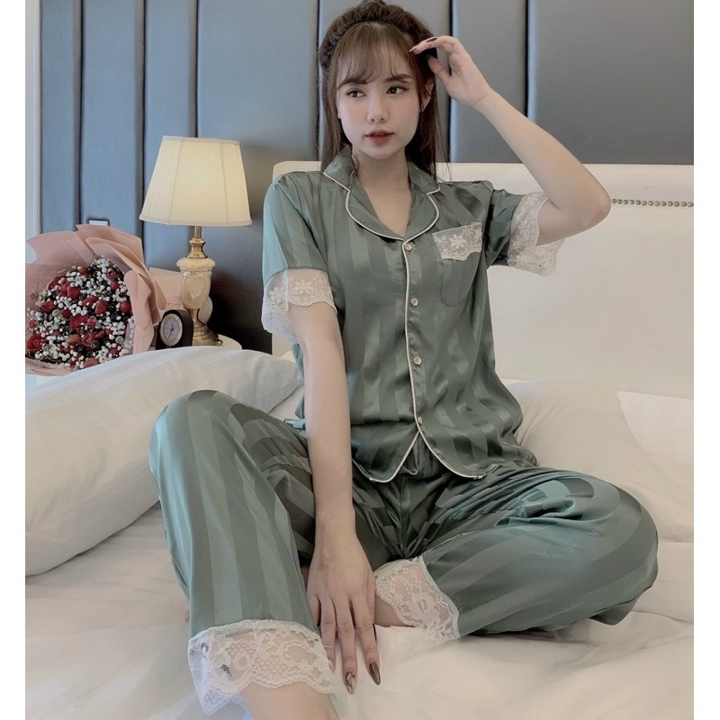 [HÀNG ĐẸP CHUẨN] Đồ Ngủ💖Đồ Bộ Pijama Lụa Gấm Chất Liệu Gấm Tơ Cao Cấp