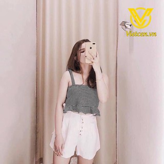 Áo croptop kẻ 2 dây bèo < Siêu Hot 2019 >