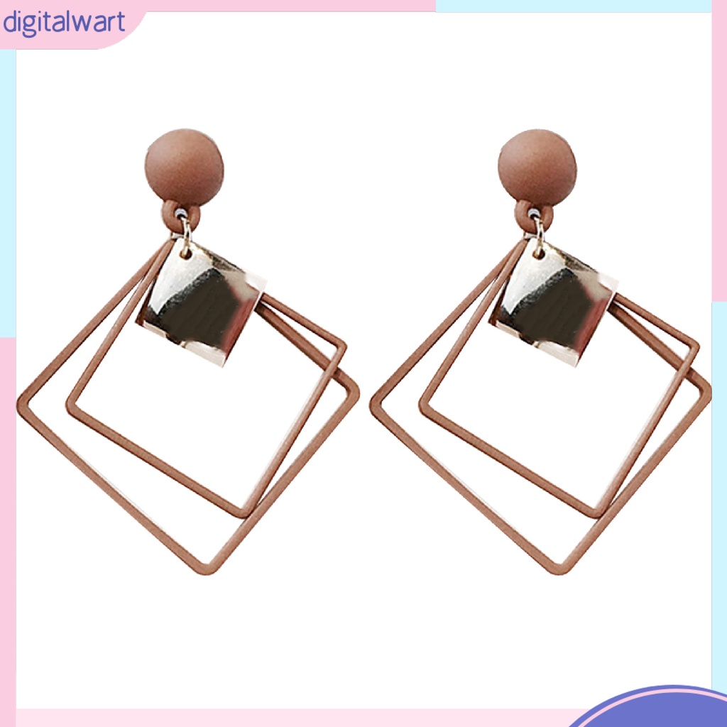 Đôi Bông Tai Dáng Rơi Họa Tiết Hình Học Thời Trang Cho Nữ