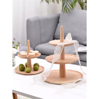 Khay gỗ ba tầng đựng trái cây bánh kẹo tráng miệng đa năng