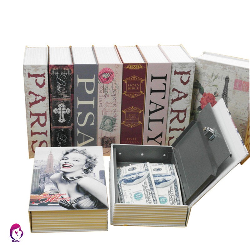 Hộp đựng tiền/đồ trang sức có khóa an toàn hình cuốn sách độc đáo