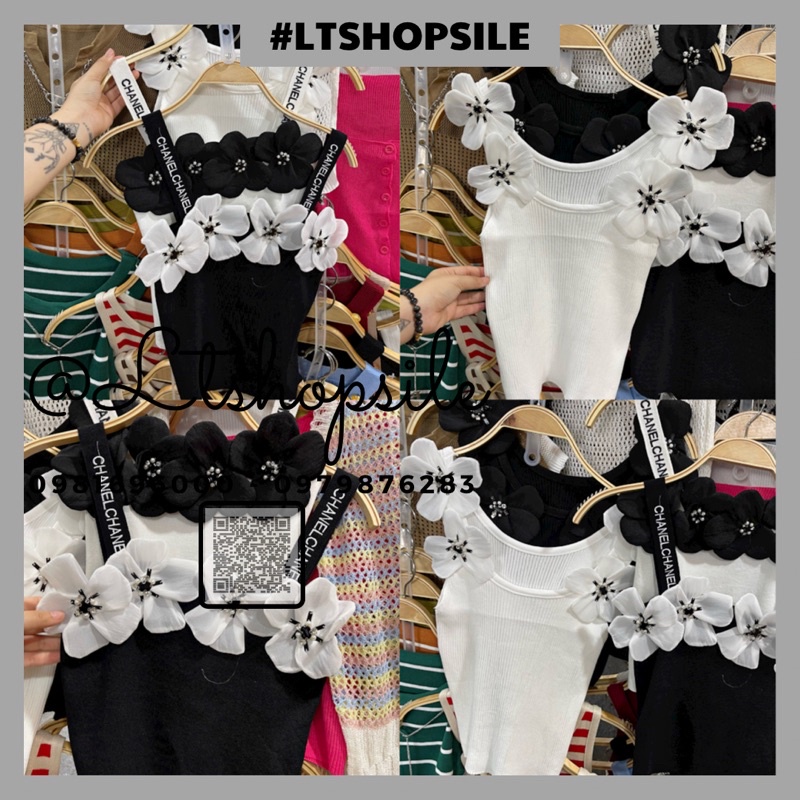 Áo len bông hoa đính đá 2 dáng sát nách và hai dây cực hot nhé