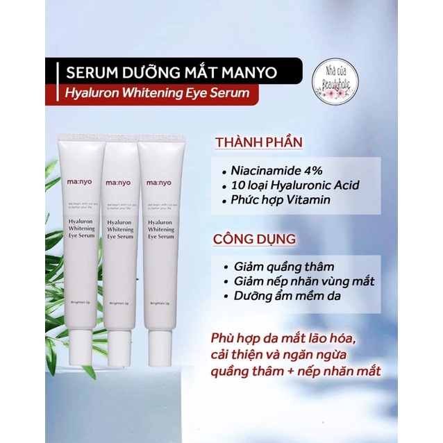 Serum dưỡng mắt MANYO HYALURON WHITENING EYE SERUM