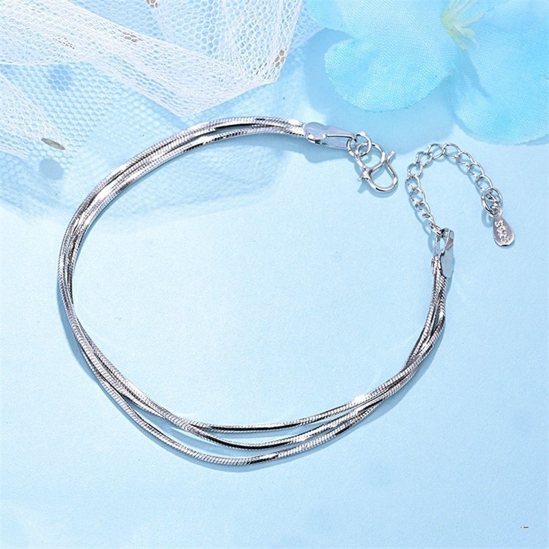 Vòng Tay Mạ Bạc 925 Phong Cách Hàn Quốc Đơn Giản Thời Trang Dành Cho Nữ