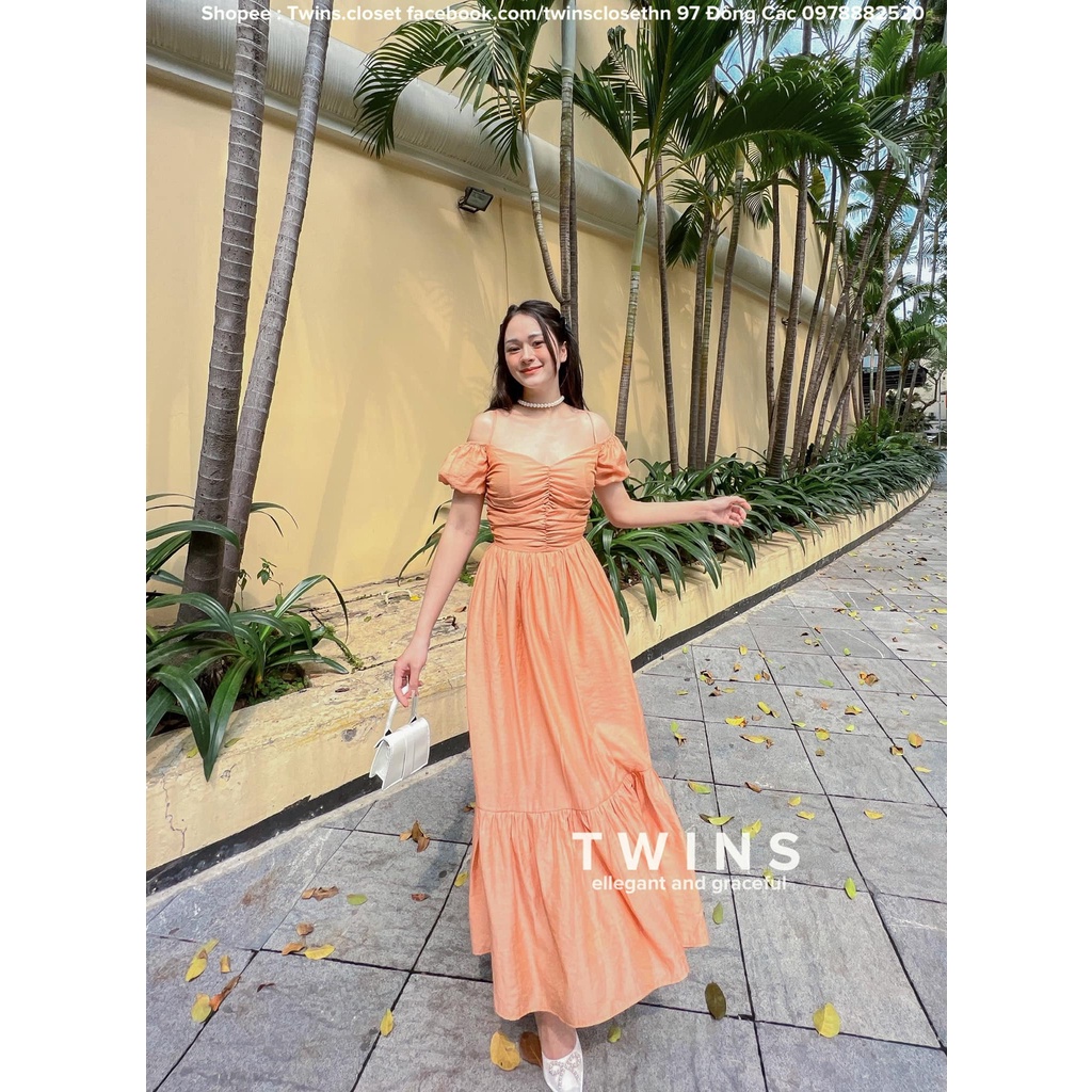 Váy maxi tơ mây màu cam (Lolita orange maxi)