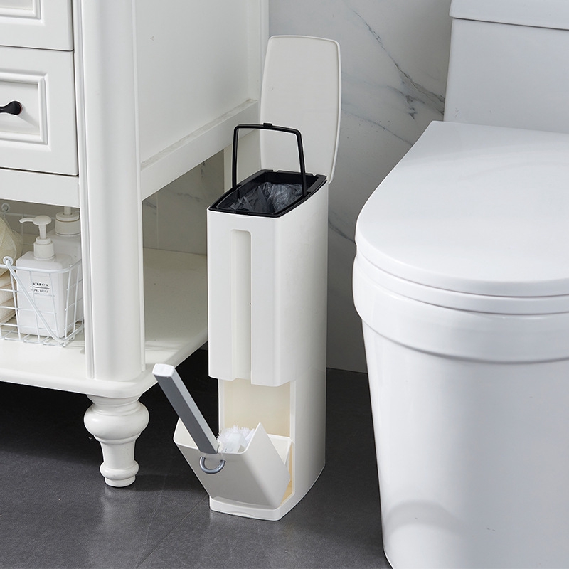 Bộ thùng rác đựng giấy vệ sinh kết hợp bàn chải vệ sinh nhà vệ sinh đa chức năng độc đáo phong cách Nhật Bản