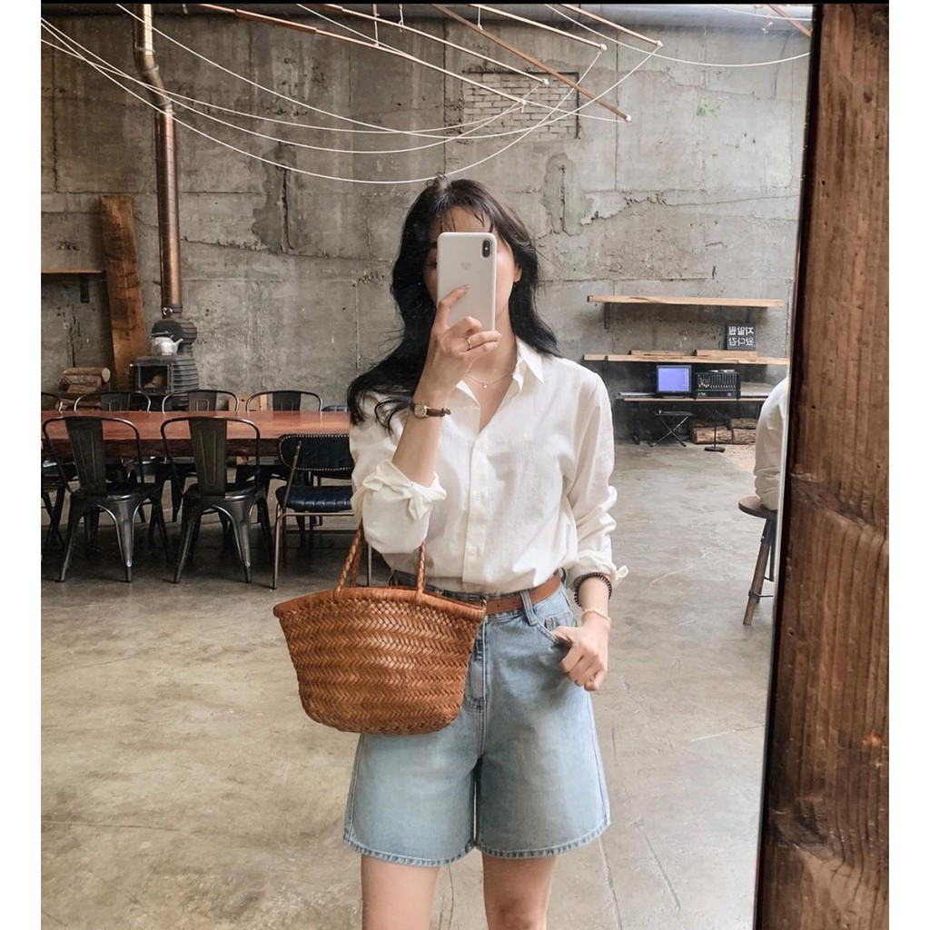 Quần Short Jean đùi ngố ống rộng lưng cao