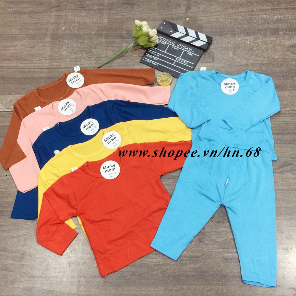 Bộ Dài Tay Cotton Thun Lạnh Cạp Cao Cho Bé 6-16kg (HN 570)