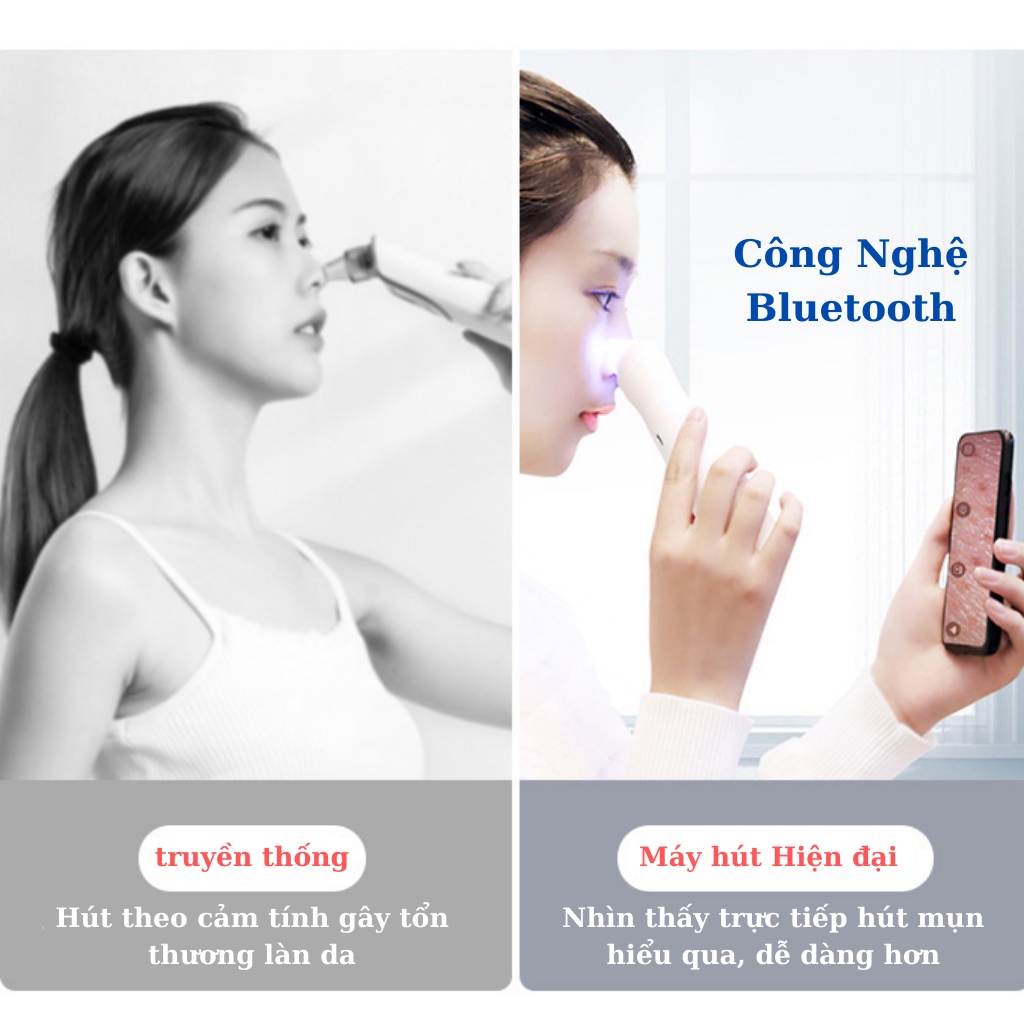 máy hút mụn đầu đen cầm tay mini đa năng, kết nối bluetooth cao cấp chứng nhận bởi hoa kỳ