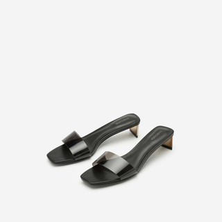Mới về vascara guốc quai trong suốt phối gót metallic - màu đen