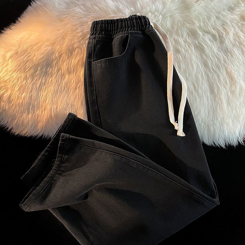 Quần Jeans Dây Rút Ống Rộng Phong Cách Retro Mỹ Thời Trang Mới
