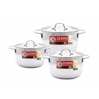 Bộ 3 nồi inox 304 Zebra Thái Lan Extreme Infinity 18+20+22cm,vung inox phẳng nhập khẩu Thái Lan-180827