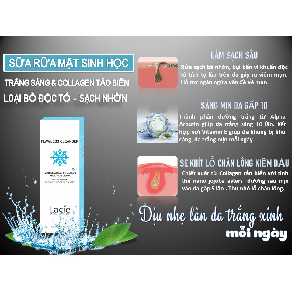 Sữa rữa mặt sinh học cho da nhạy cảm Collagen Tảo Biển