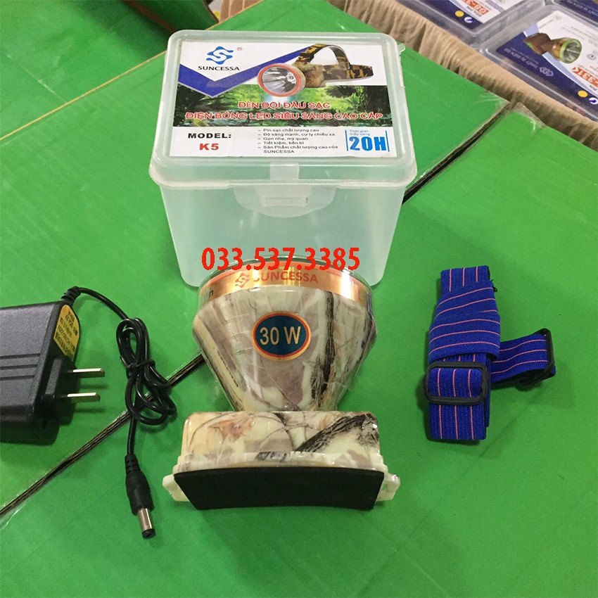 Đèn pin siêu sáng đội đầu, đèn pin phượt K5 chống nước tốt, độ bề cao