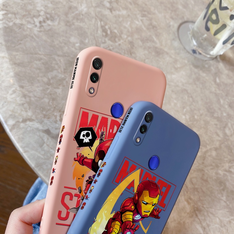 Xiaomi mi Redmi Note5 Pro Note 6 Note 6 Pro Note 7 Note 7Pro Phone Cases Marvel Iron Spider Man Deadpool Flexible Silicon Cases Hollow Vamp Square Border Protects The whole Camera