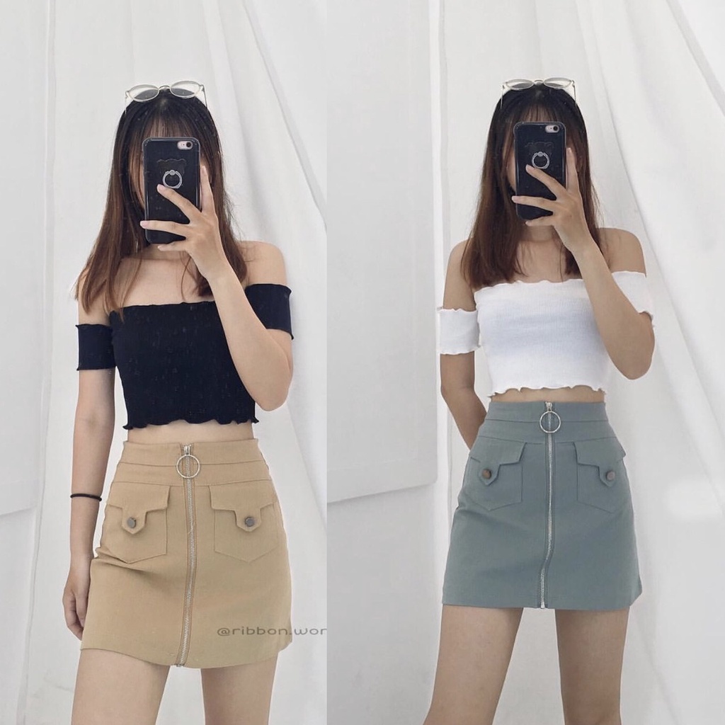Áo croptop kiểu sexy JOY BABE form ôm 💓 thun xịn co giãn 4 chiều, trễ vai điệu đà, áo crop top kieu tay ngắn CRON 89 -4A