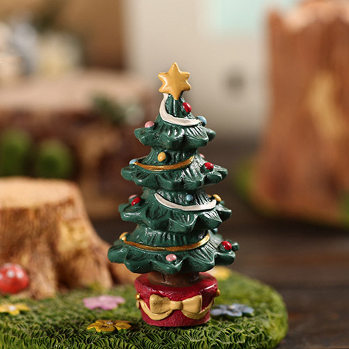 EPOCH Cute Micro Landscape DIY Miniatures Mini Christmas Tree Christmas Decoration For Moss Succulent Bonsai Santa Claus Resin Craft Deer Statue Animals Ornaments