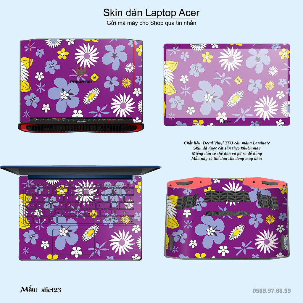 Skin dán Laptop Acer in hình Hoa văn sticker nhiều mẫu 20 (inbox mã máy cho Shop)