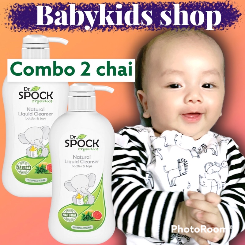 COMBO 2 chai Nước Rửa Bình Sữa Thiên Nhiên Dr. Spock Organics 450ml
