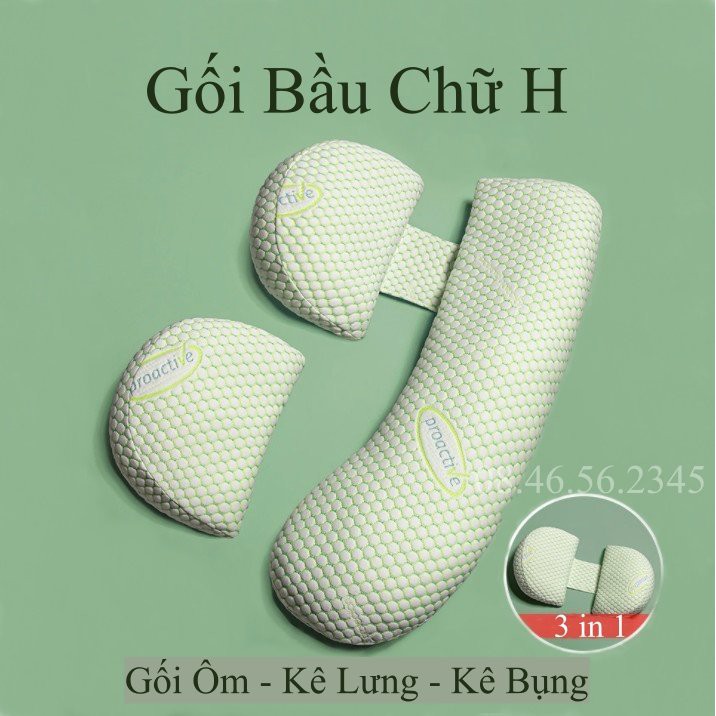 Gối Ôm Bầu Chữ H Đa Năng, Kê Bụng Bầu, Đỡ Lưng, Tích Hợp Gối Bầu Cánh Tiên Cao Cấp