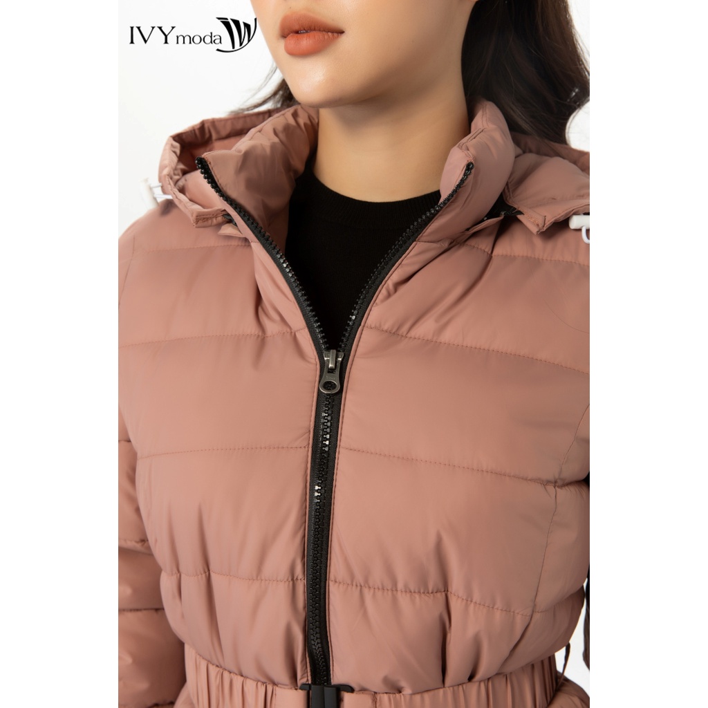 Áo phao nữ dáng dài cổ mũ IVY moda MS 71B8858